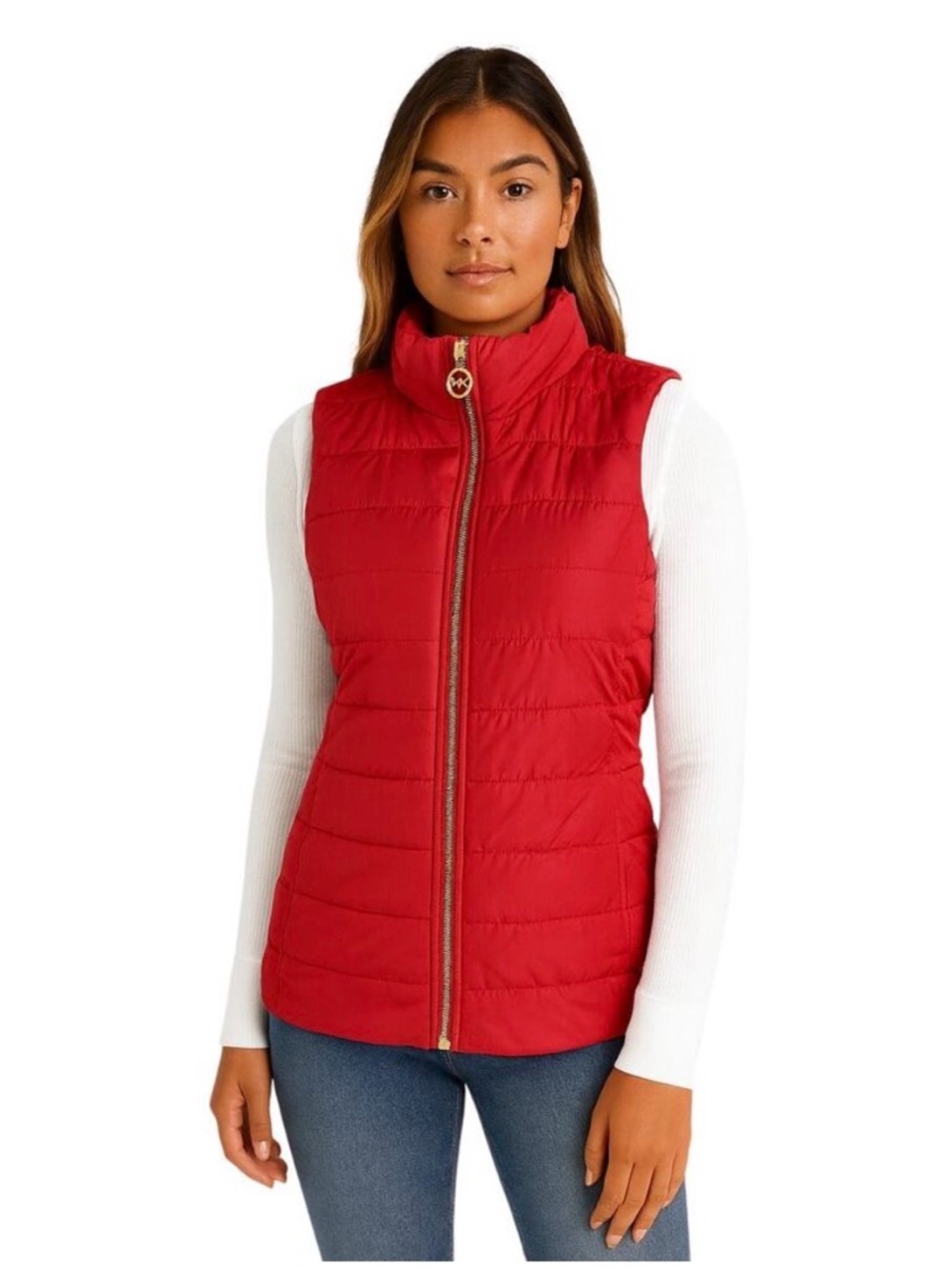 NWT Michael Kors Crimson Red Puffer Vest Size M